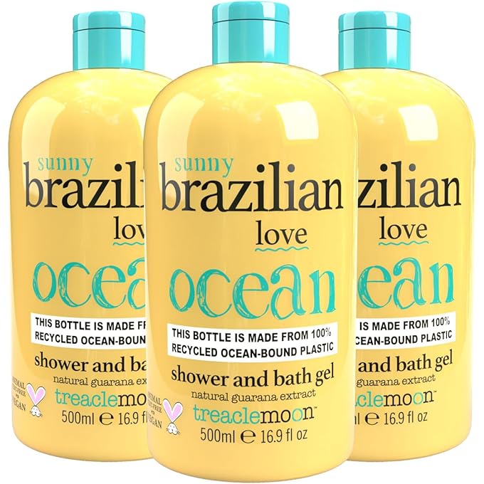 Treaclemoon Brazilian Love Bath and Shower Gel, 500ml (Pack of 3) | Brazilian Citrus and Guarana Extract | Gentle & Indulgent | Long-Lasting Fragrance | Dermatologically Tested | Vegan & Cruelty-Free